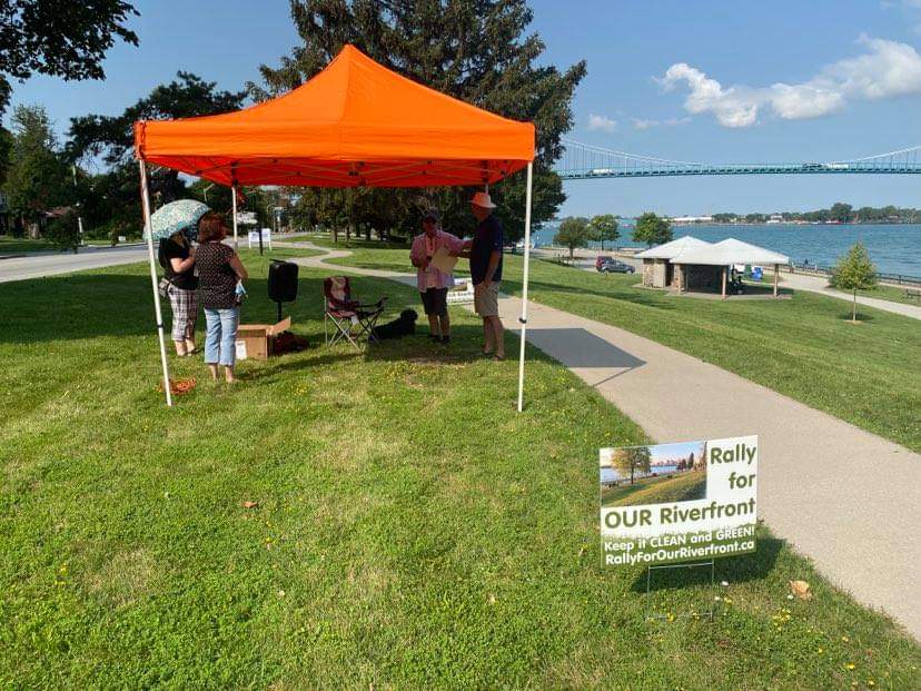 Orange info tent Rally For Our Riverfront